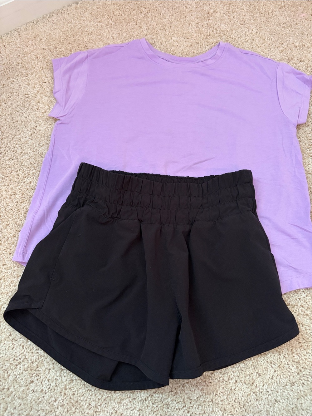 Athleta girls Crewneck Tee with Black Shorts